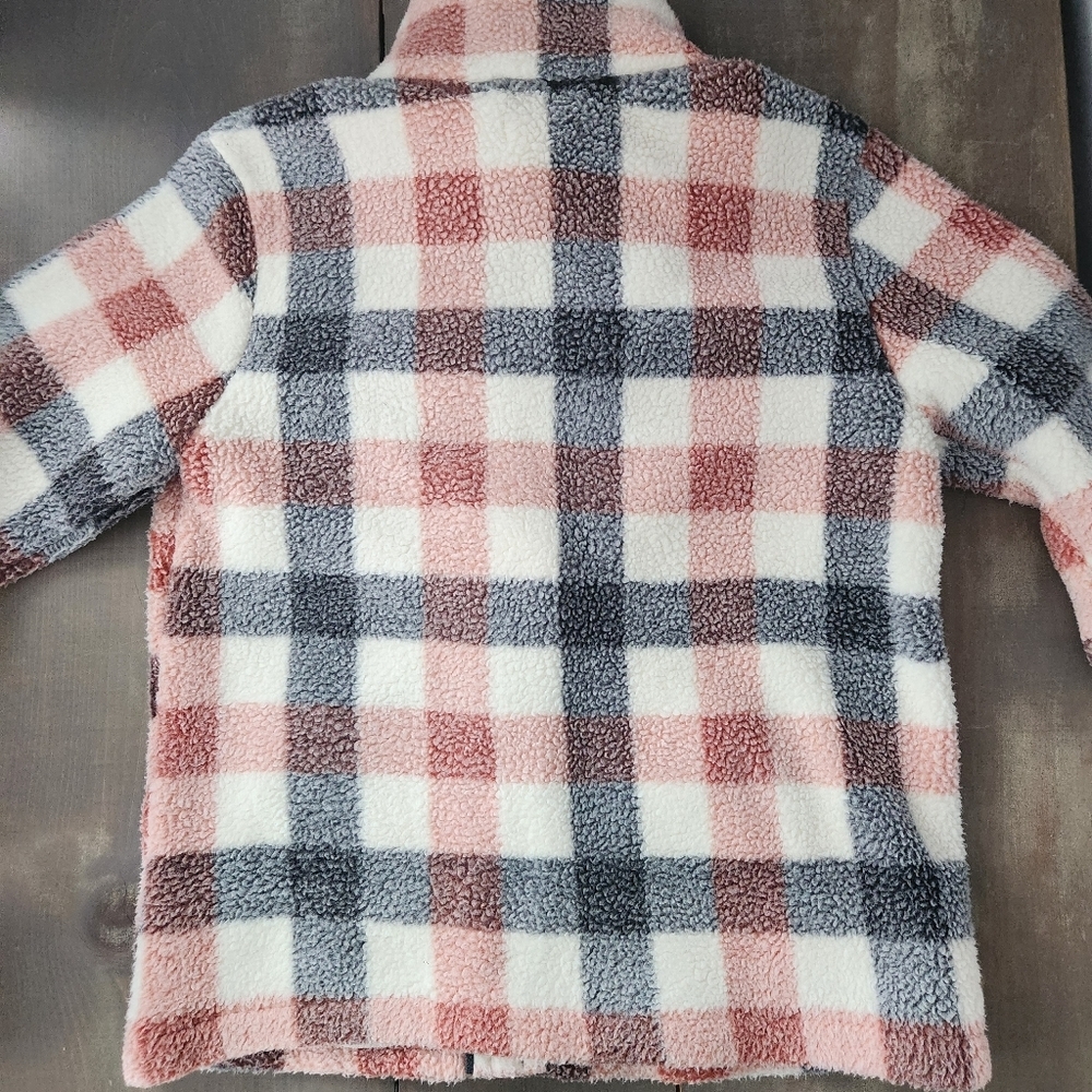 Maurices White Plaid Sherpa Jacket – Size Medium - Picture 4 of 7